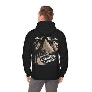 Hooded Sweatshirt Black ''Adventure Awaits''