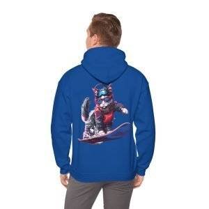 Cat on the Snowboard Hoodie