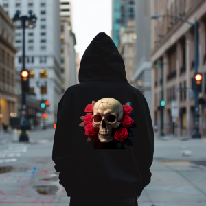 Gothic Floral Skull Hoodie | Unisex Heavy Blend Sweatshirt, Unique Gift for Halloween, Fall Style, Casual Wear, Trendy Fashion