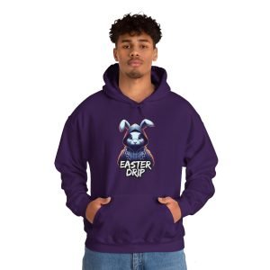 Easter Drip Hooded Sweatshirt, Cute Bunny Graphic Hoodie, Unisex Easter Apparel, Spring Outfit, Gift for Bunny Lovers, Cozy Hoodie
