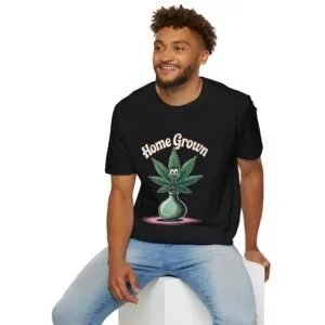 Home Grown Cannabis T-Shirt, Unisex Softstyle Tee, Funny Plant Shirt, Gift for Cannabis Lovers, Stoner Clothing, Eco-Friendly Fashion