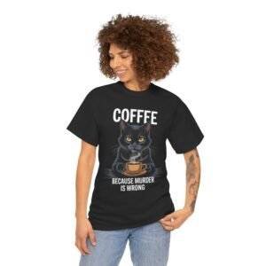 Coffee Cat Tee - Unisex Heavy Cotton Tee, Funny Cat Shirt, Animal Lover Gift, Cute Coffee Shirt, Perfect for Cat Lovers