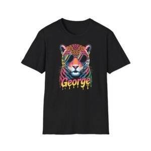 Colorful Tiger Graphic T-Shirt with the Name George, Perfect for Casual Wear, Unique Gift for Birthdays, Festivals, Animal Lovers