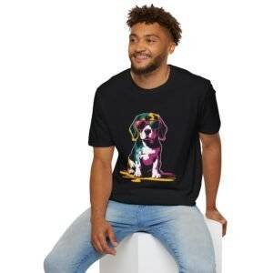 Colorful Dog Art T-Shirt, Pet Lover Gift, Casual Wear, Summer Style, Unique Pet Portrait Tee, Animal Lover Apparel