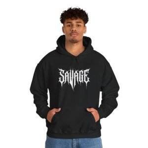 Savage Gothic Logo Hoodie — Black Graphic Streetwear Sweatshirt