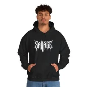 Savage Gothic Logo Hoodie — Black Graphic Streetwear Sweatshirt